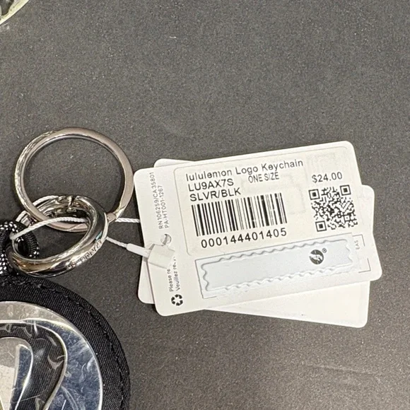 lululemon athletica Black and Silver Logo Keychain - Picture 2 of 6